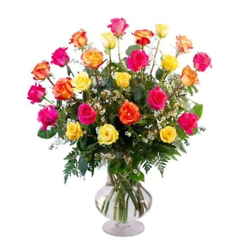 Two Dozen Mixed Colored Roses
