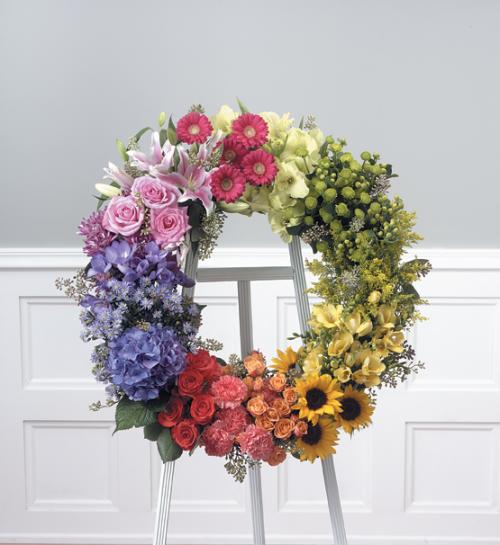 Colorful Ring of Life Standing Wreath
