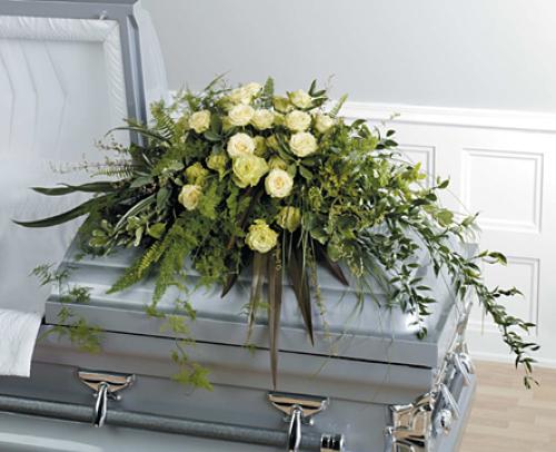 Roses and Foliage Casket Spray