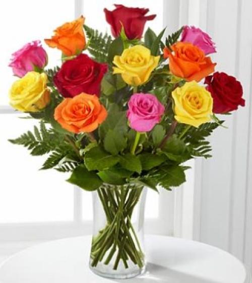A Dozen Mixed Colored Roses